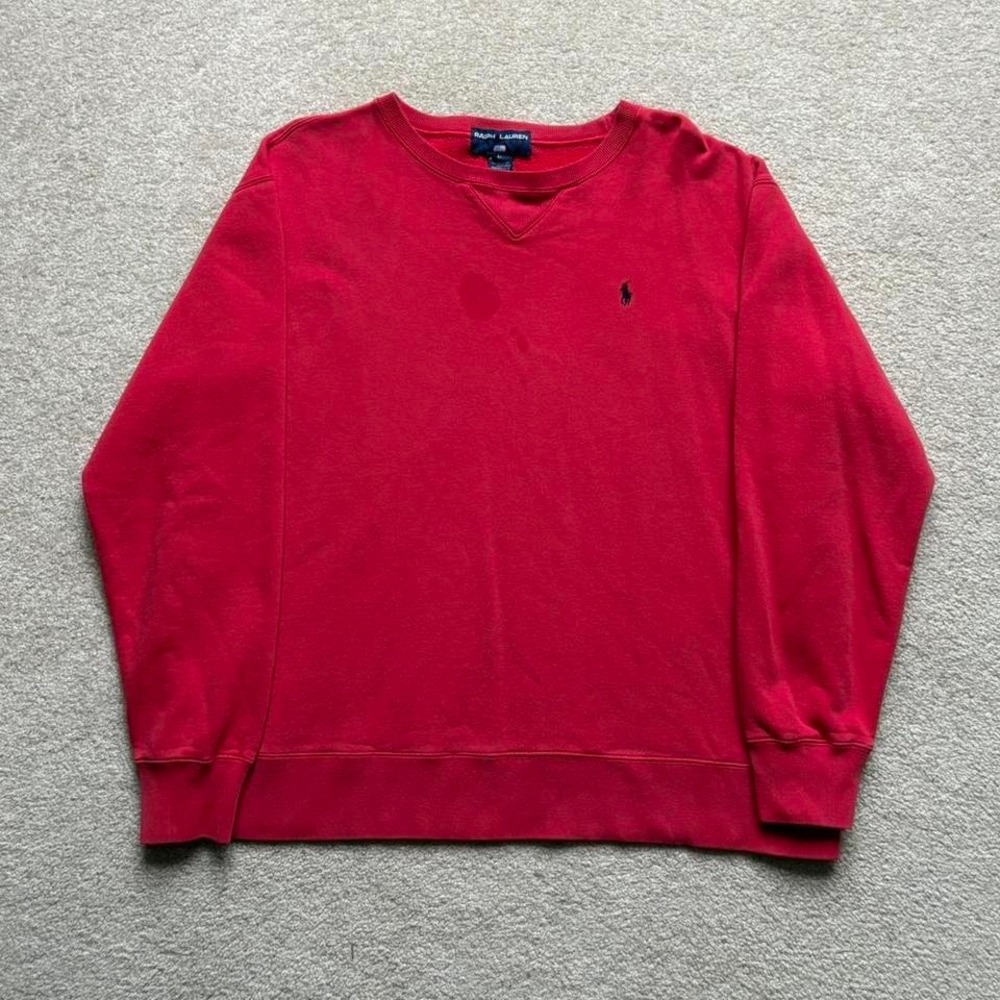 Vintage Polo Sport‎ Ralph Lauren Red Crewneck Sweatshirt 90s Large
